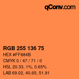 カラーコード: RGB 255 136 75 | qconv.com