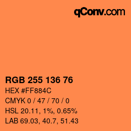 Color code: RGB 255 136 76 | qconv.com