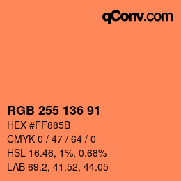 Color code: RGB 255 136 91 | qconv.com
