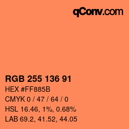 Color code: RGB 255 136 91 | qconv.com