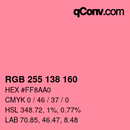 Color code: RGB 255 138 160 | qconv.com