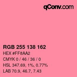 Color code: RGB 255 138 162 | qconv.com