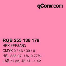 Color code: RGB 255 138 179 | qconv.com