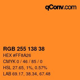 Color code: RGB 255 138 38 | qconv.com