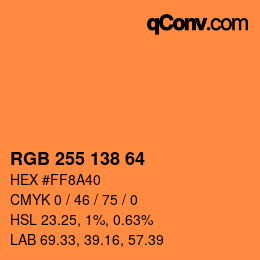 颜色代码: RGB 255 138 64 | qconv.com