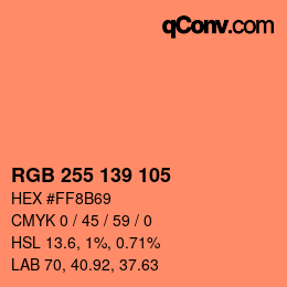 颜色代码: RGB 255 139 105 | qconv.com