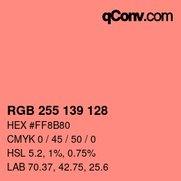 Color code: RGB 255 139 128 | qconv.com