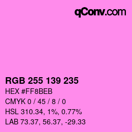 Color code: RGB 255 139 235 | qconv.com