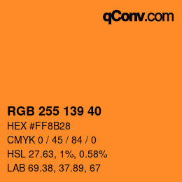 颜色代码: RGB 255 139 40 | qconv.com
