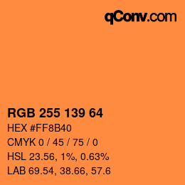 Code couleur: RGB 255 139 64 | qconv.com