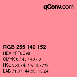 颜色代码: RGB 255 140 152 | qconv.com