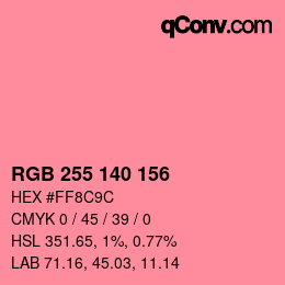Color code: RGB 255 140 156 | qconv.com