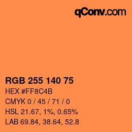 颜色代码: RGB 255 140 75 | qconv.com
