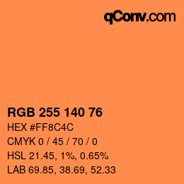 颜色代码: RGB 255 140 76 | qconv.com