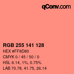Color code: RGB 255 141 128 | qconv.com