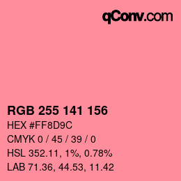 Color code: RGB 255 141 156 | qconv.com