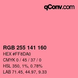 Color code: RGB 255 141 160 | qconv.com