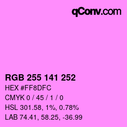 Color code: RGB 255 141 252 | qconv.com