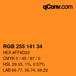 Color code: RGB 255 141 34 | qconv.com