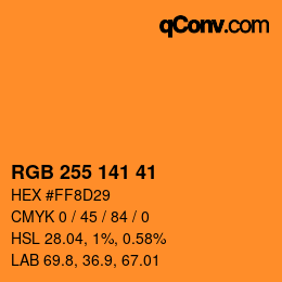 Color code: RGB 255 141 41 | qconv.com