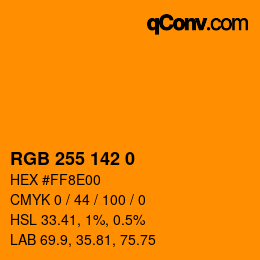 Color code: RGB 255 142 0 | qconv.com