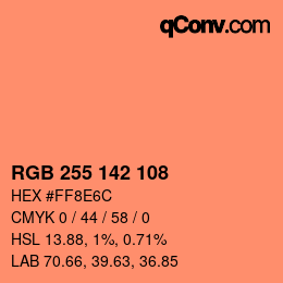 Color code: RGB 255 142 108 | qconv.com