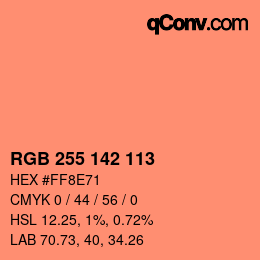 Color code: RGB 255 142 113 | qconv.com