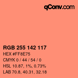 Color code: RGB 255 142 117 | qconv.com