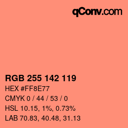 Color code: RGB 255 142 119 | qconv.com