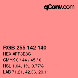 Color code: RGB 255 142 140 | qconv.com