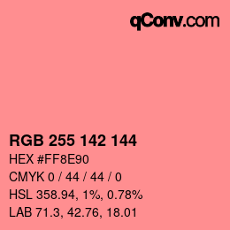 Color code: RGB 255 142 144 | qconv.com