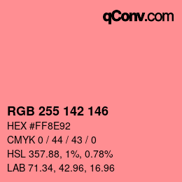 Color code: RGB 255 142 146 | qconv.com