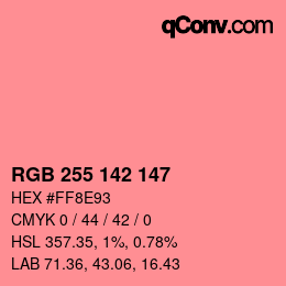 Color code: RGB 255 142 147 | qconv.com