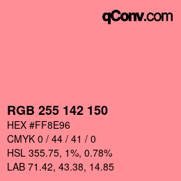 Color code: RGB 255 142 150 | qconv.com