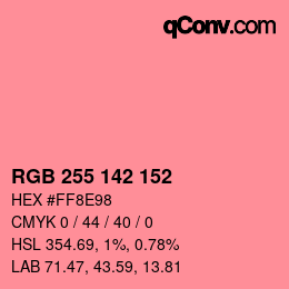 Color code: RGB 255 142 152 | qconv.com
