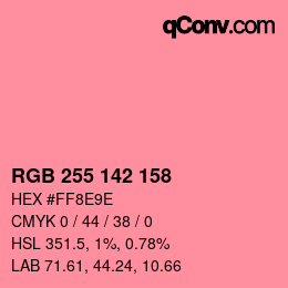 Color code: RGB 255 142 158 | qconv.com
