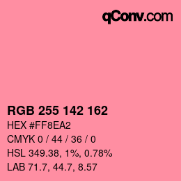 Color code: RGB 255 142 162 | qconv.com