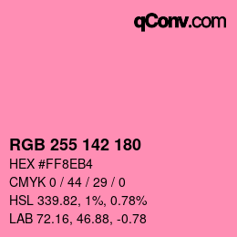 Color code: RGB 255 142 180 | qconv.com