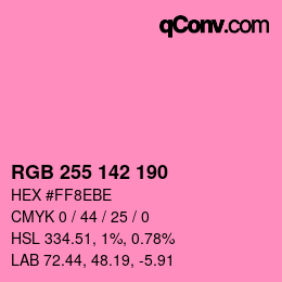 Color code: RGB 255 142 190 | qconv.com