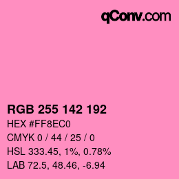 Color code: RGB 255 142 192 | qconv.com