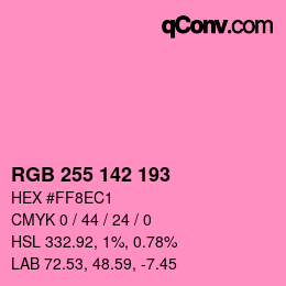 Color code: RGB 255 142 193 | qconv.com