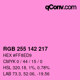 Color code: RGB 255 142 217 | qconv.com