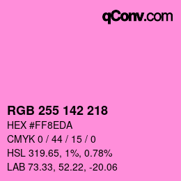 Color code: RGB 255 142 218 | qconv.com