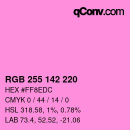 Color code: RGB 255 142 220 | qconv.com