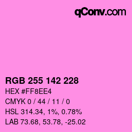 Color code: RGB 255 142 228 | qconv.com