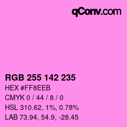 Color code: RGB 255 142 235 | qconv.com