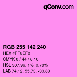 Color code: RGB 255 142 240 | qconv.com