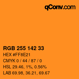 Color code: RGB 255 142 33 | qconv.com