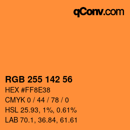 Color code: RGB 255 142 56 | qconv.com