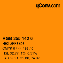 Color code: RGB 255 142 6 | qconv.com